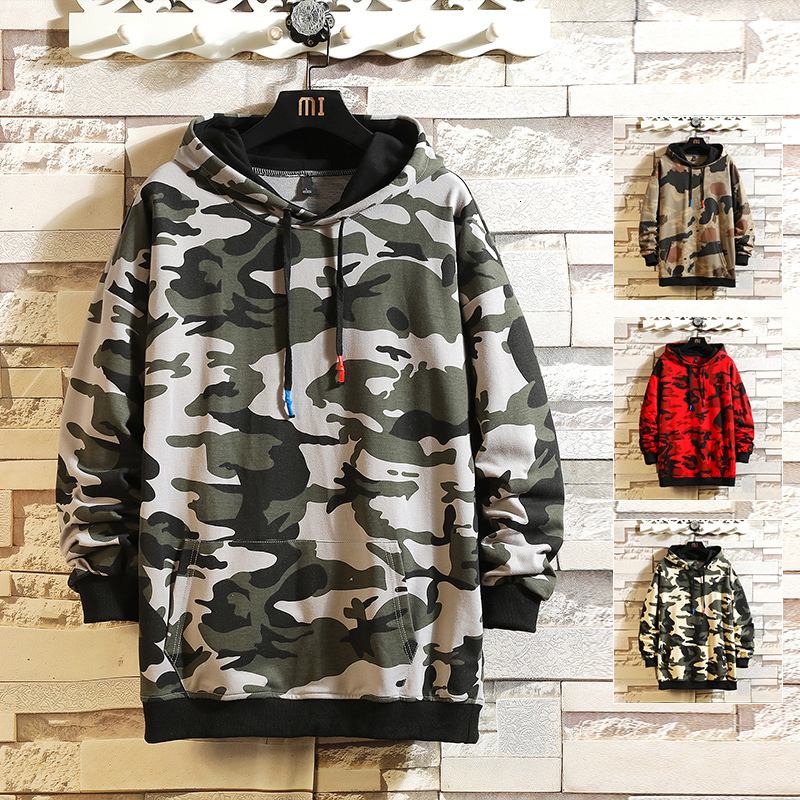 

2021 New Camouflage Hoodies Men Fashion Hooded Jacket Camo Hoody Hip Autumn Winter Military Hoodie Mens Clothing Qnwa, Green