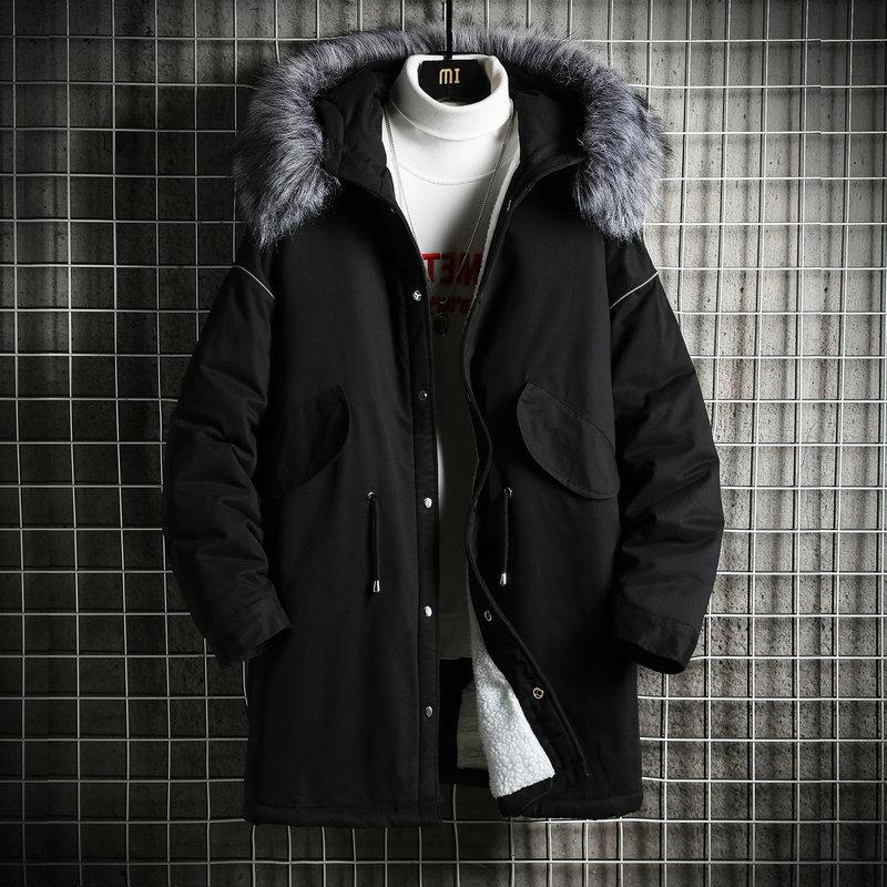 

Men's Down & Parkas Winter Men Thicken Fleece Warm Jackets Coats Fashion Hooded Casual Overcoat Mens Clothing 2021, Black