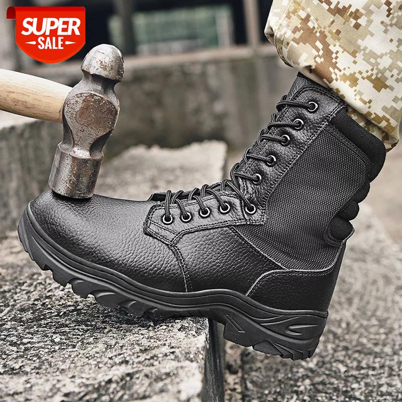

Safety Shoes Genuine Leather High Top Steel Toe Shoes Indestructible Military Boots Anti Puncture Work Combat Boots #1r1h