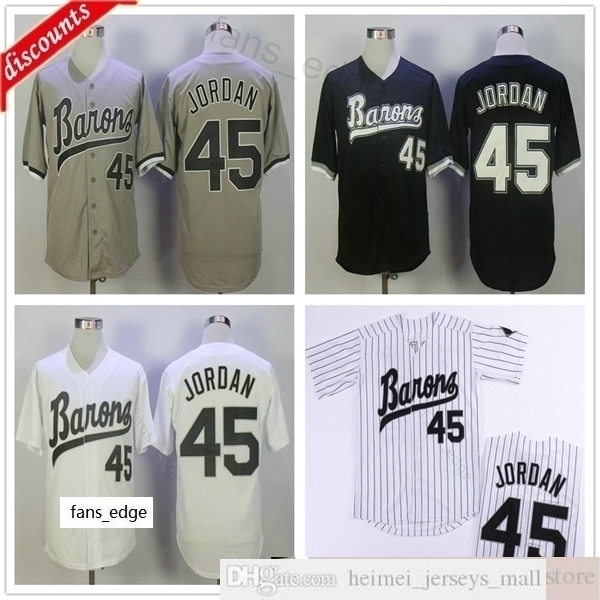 

2019th MICHAEL Jodan #45 BIRMINGHAM BARONS Baseball Jerseys Mens Black White Grey Top Stitched Movie MICHAEL Birmingham Barons Retro Shirt, Blue;black