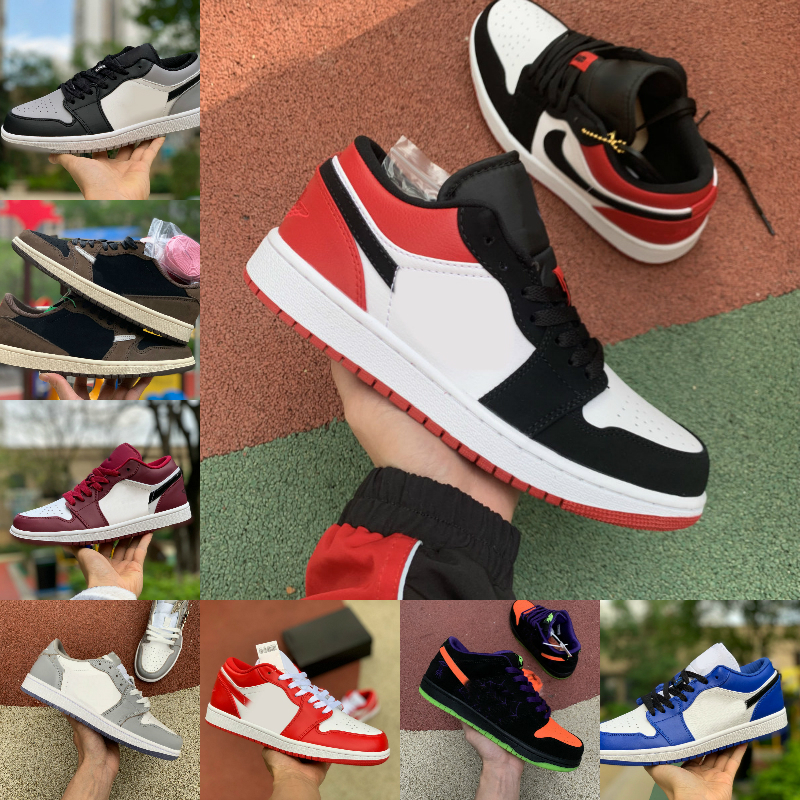 

New 1 Mens Basketball Shoes Low Tropical Light Travis UNC Paris Obsidian Ember Glow White Bred Black Toe Retroes 1s Women Skateboard Shoes