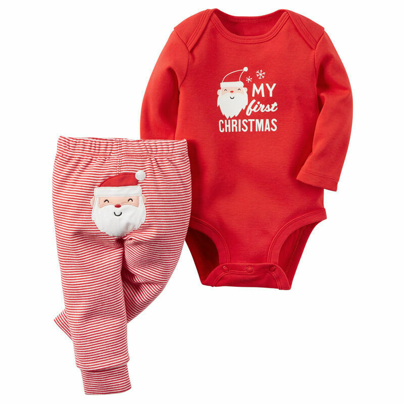 

Baby Girls Christmas Romper Girl Stripe Long Pants Newborn Clothes Boy Xmas Outfits Set Infant Overalls Boys Christmas Pajamas, Red