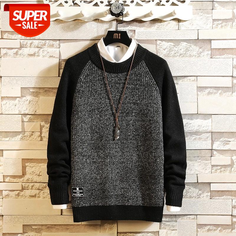 

2021 New Sweaters Men'S Black Long Sleeves Autumn Winter Pullover Knitted O-Neck Plus OverSize 5XL #2D2e, White;black