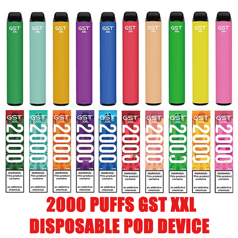 

100% Original E-cigarettes GST XXL disposable pod device 2000 puffs 1000mah battery 6.5ml vape pen vs bars plus Bang Authentic