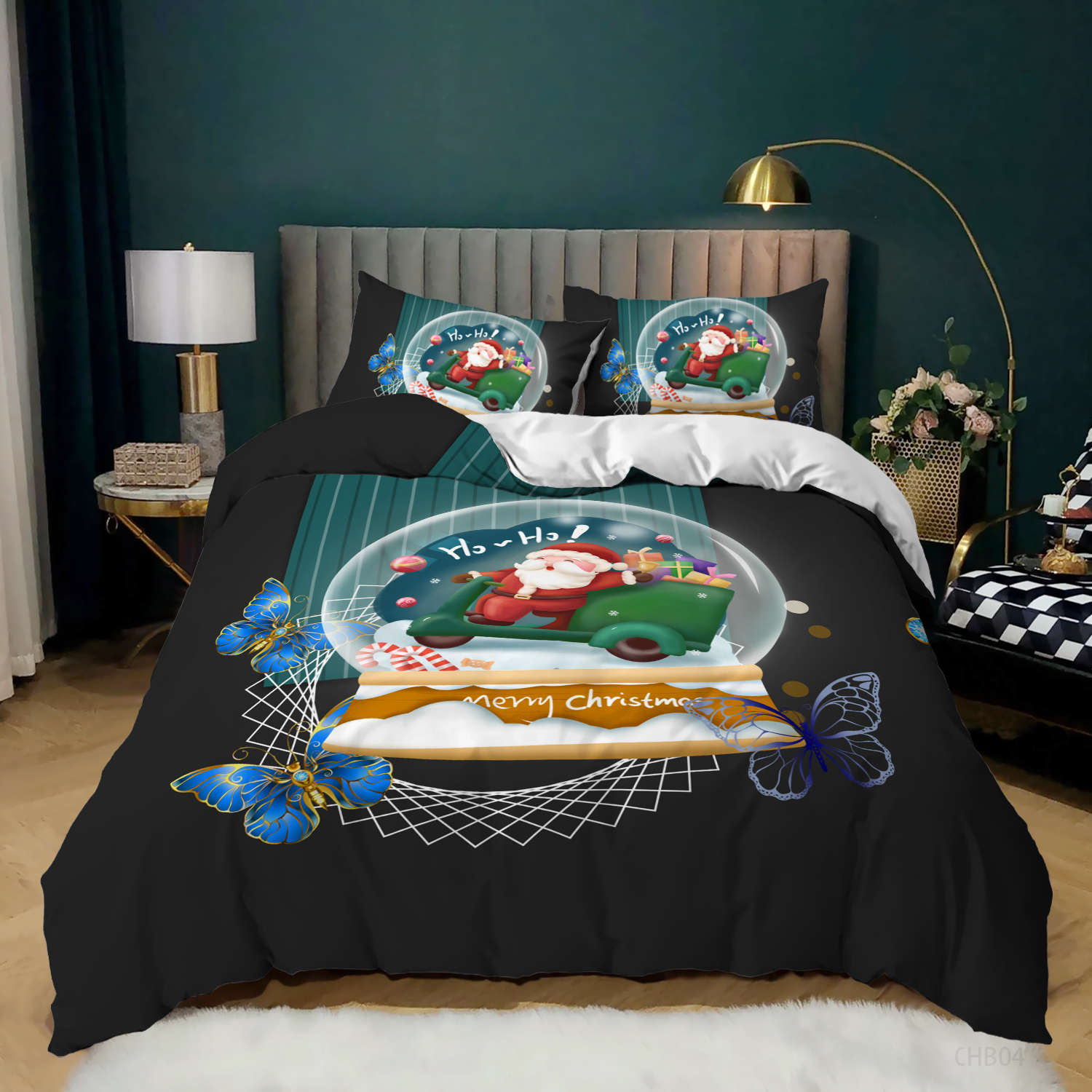 Ensembles de literie Happy Happy Santa GIF Literie Ensemble Couette de luxe Couverture de luxe 3D Impression Double King Home TillowCasse N ° 04