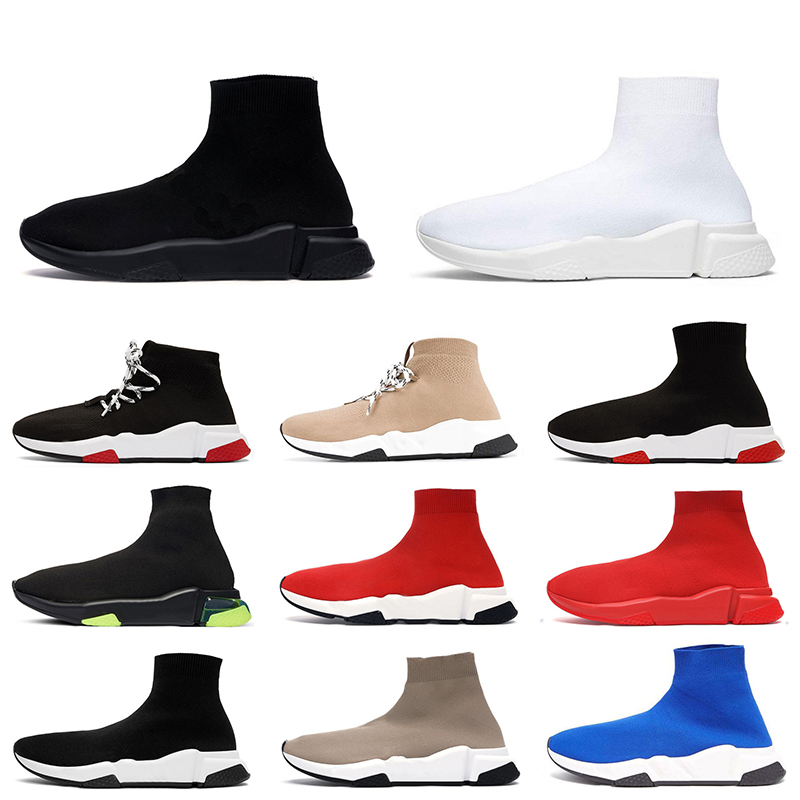 

2021 Womens Mens ACE Luxurys Designers Socks Shoes Beige Red Black White Off Graffiti Clear Sole Paris Triple S Sock Trainers Sports Sneakers, B19 clear sole volt
