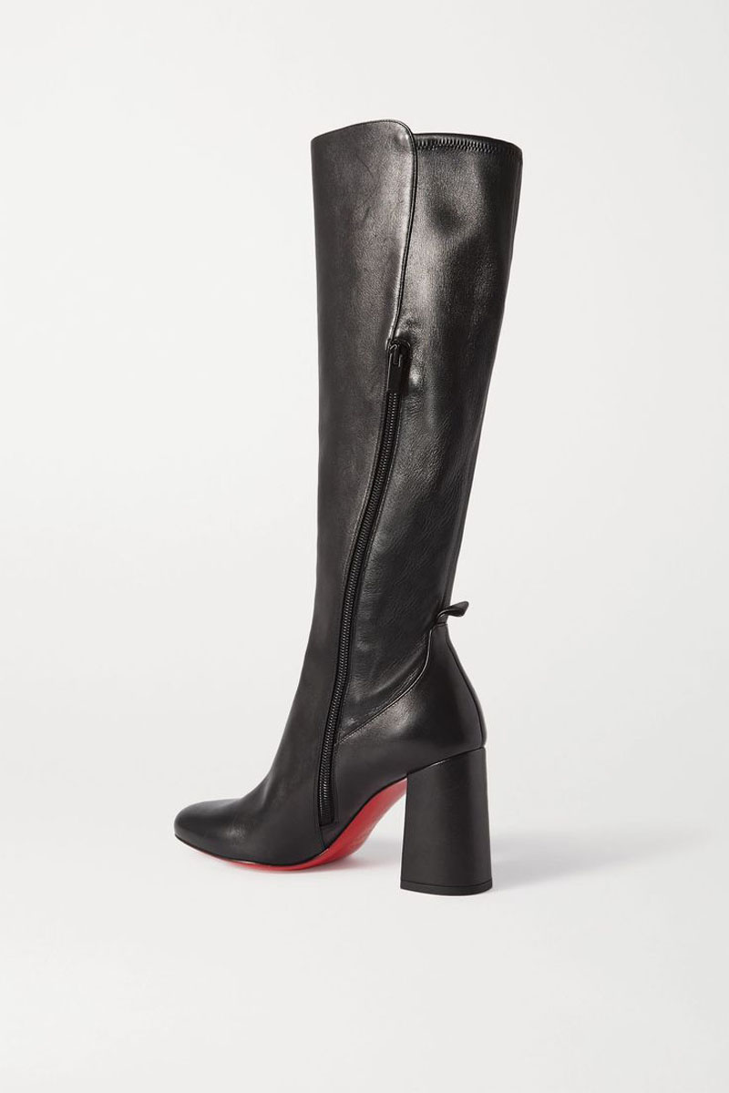 

21s Winter long boots for women brand red bottoms heels Over the Knee Boots soft leathers Kronobotte boot zipper inside sexy chunky heeled, Black