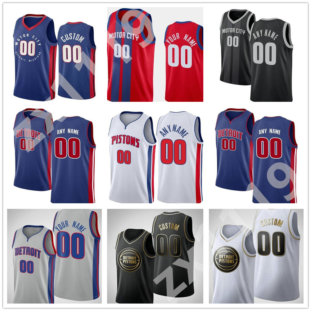 

2021 Printed Rodney McGruder Mason Plumlee Josh Jackson Delon Wright Isaiah Stewart Saddiq Bey Saban Lee Zhaire Smith Jahlil Okafor Jersey, Black;red