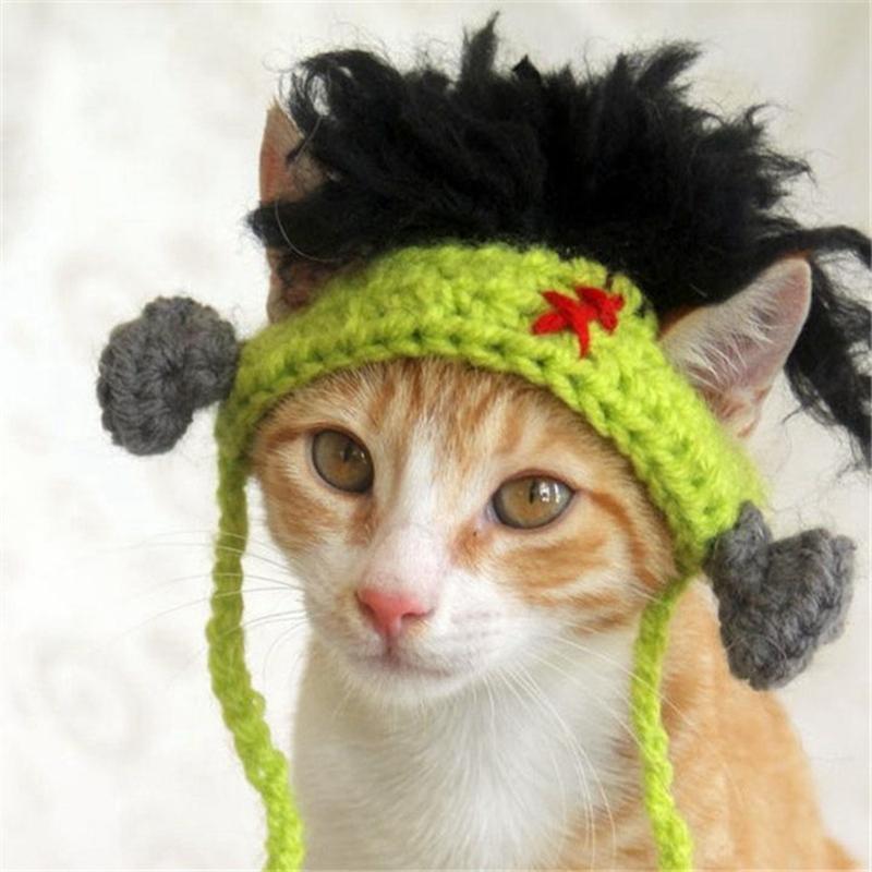 

Dog Apparel Green Cute Pet Halloween Decoration Cap Hand-knitted Hats Cat Hat Hairband Accessories For Small Dogs