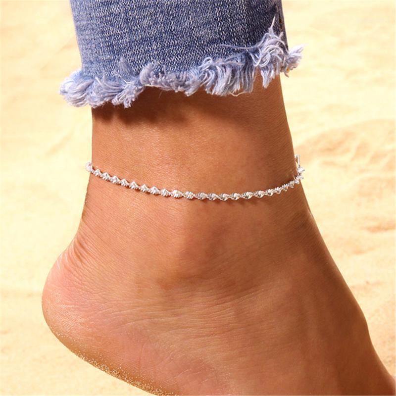 

Anklets 2022 Fashion Alloy Anklet Simple Thin Chain Beach Party Jewelry Women's Gift, Red;blue