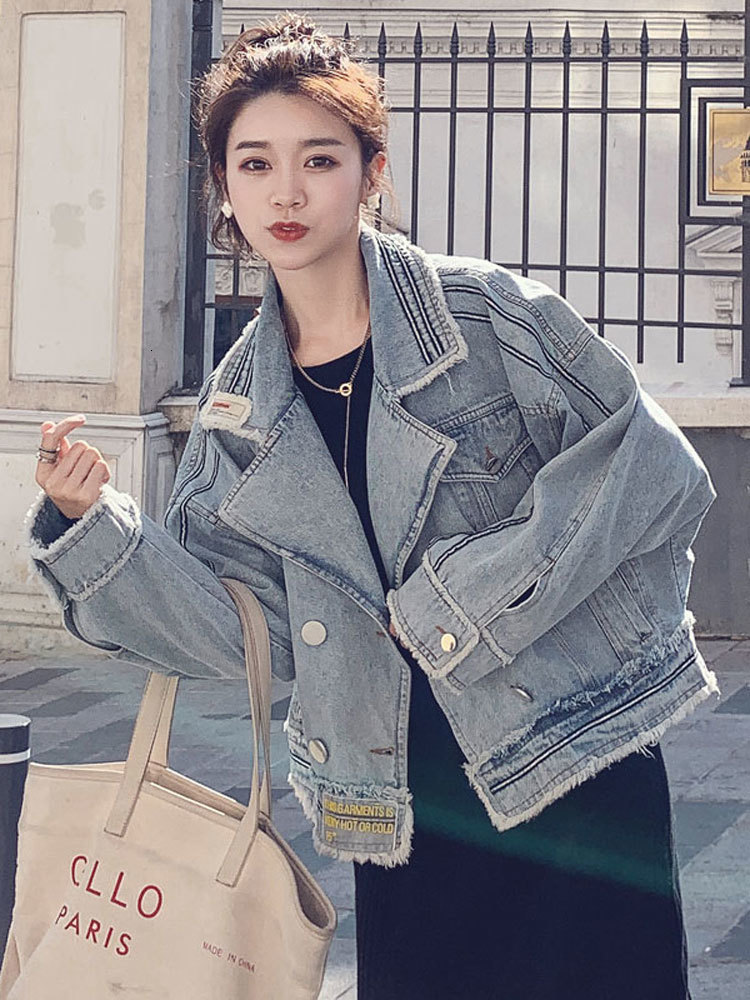 

2021 New Denim female short section autumn clothing Korean of the school season student net red jacket top NKKD, Camel