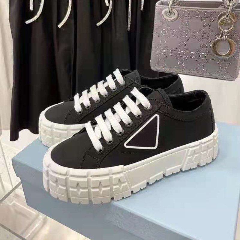 

Spring Style Single Shoes Nylon Waterproof Cloth Pure Color Lace-up Thick-soled Casual Women's Sneaker Catwalk Fresh Styles 5CM dvbxzcba, Photo color