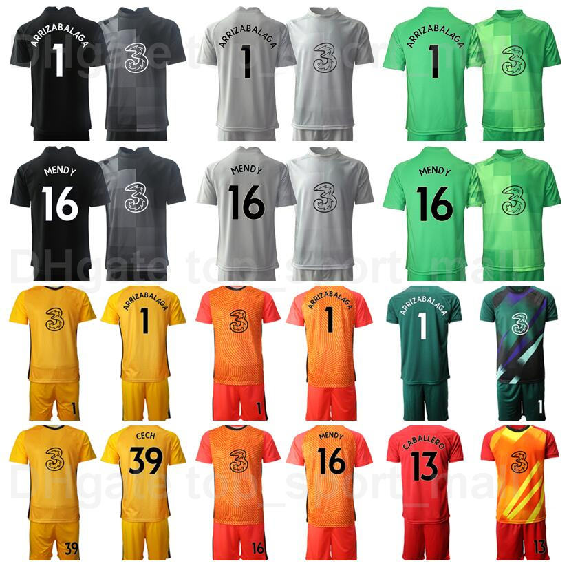 

Men Goalkeeper GK Soccer 16 Edouard Mendy Jersey Set Goalie 1 Kepa Arrizabalaga 13 Willy Caballero 31 Robert Green Football Shirt Kits Custom Name Number QieErXi, Red