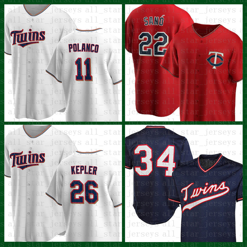 

Minnesota Baseball Jersey Twins 22 Miguel Sano 25 Byron Buxton 34 Kirby Puckett 11 Jorge Polanco 26 Max Kepler 29 Rod Carew Daniel Santana, Jersey(shuangcheng)