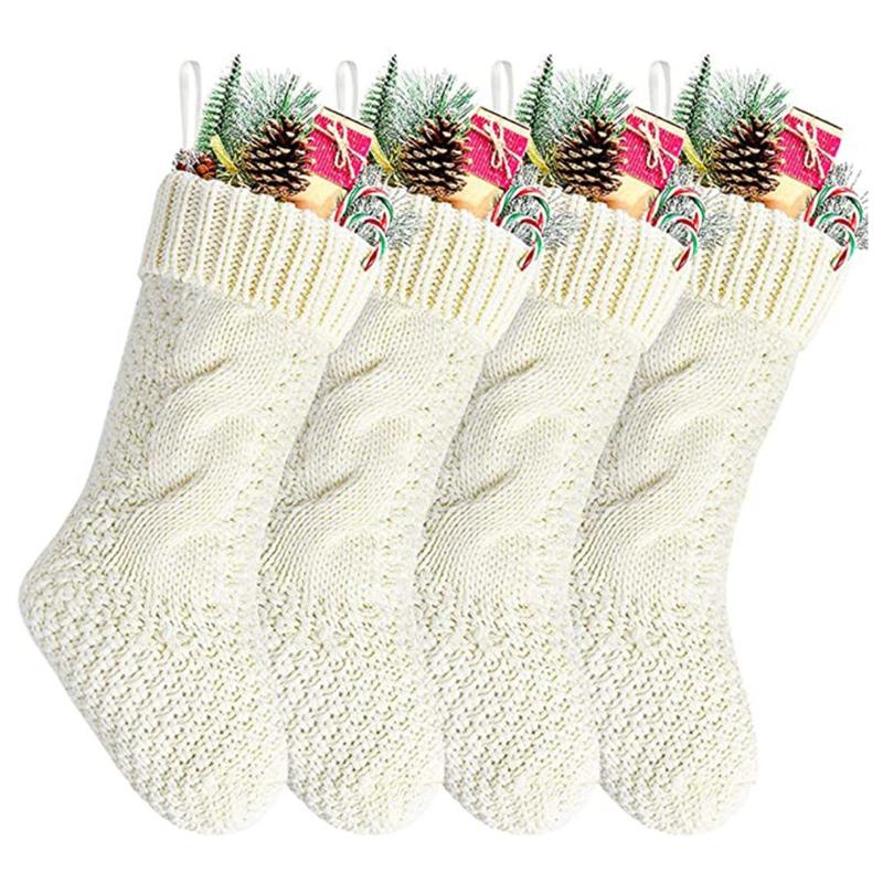 

Christmas Decorations Stockings Socks Xmas Candy Gift Bag Fireplace Tree Decoration Knitted Hanging Stocking