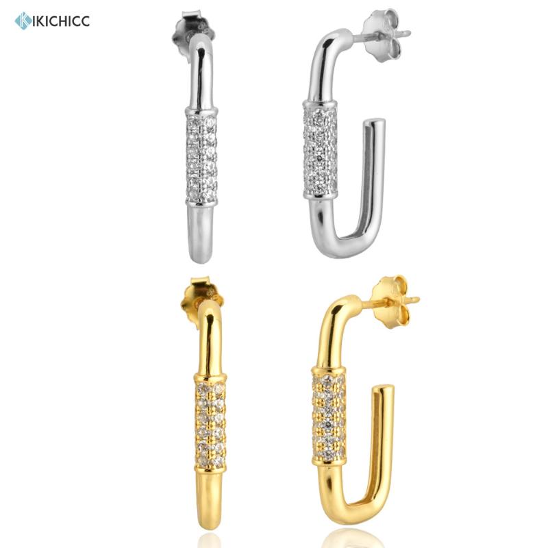 

Hoop & Huggie Kikichicc 925 Sterling Silver Gold Square Hoops Women Circle Fashion Piercing Pendiente Luxury Jewelry Rock Punk Jewels