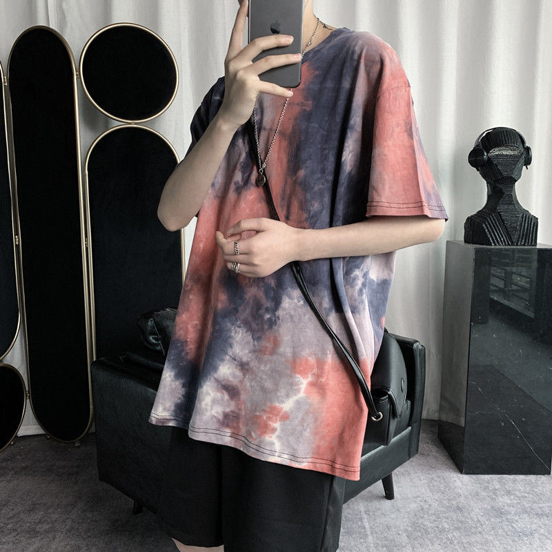 

2021 New Summer Cotton Tie-dye T-shirt Men's Fashion Retro Casual O-neck t Shirt Men Streetwear Hip-hop Short-sleeved Tshirt Mens -5xl 6rhr, Yellow