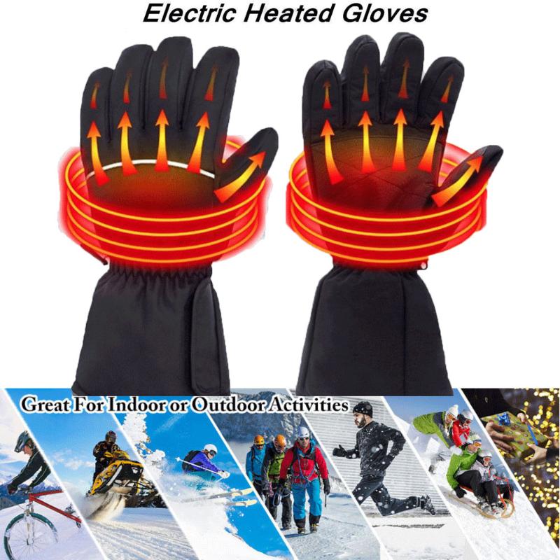 

Sports Gloves 1 Pair Winter Electric Heated With Batteries Waterproof Windproof Cycling Warm Heating Touch Screen, Black