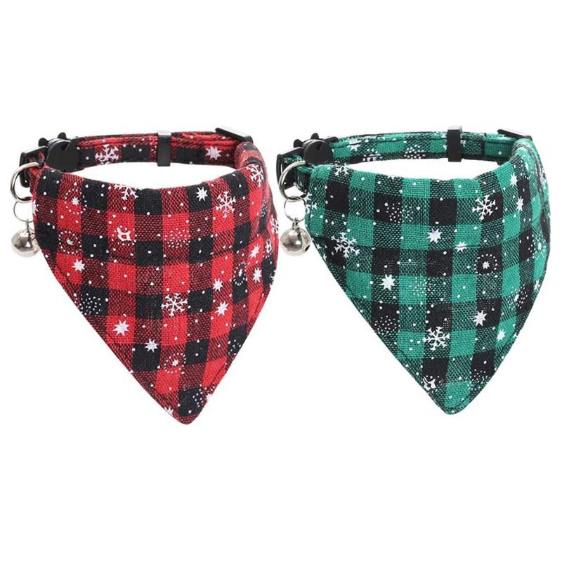 

Cat Costumes Pet Supplies Christmas Saliva Towel Dogs Cotton Plaid Triangle Scarf Holiday Party Accessories
