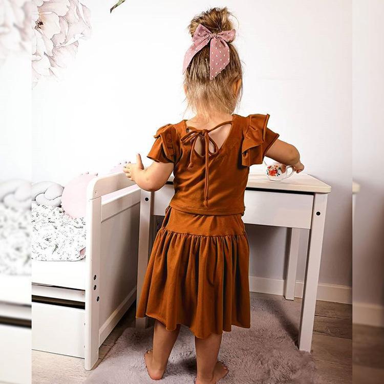 

Children's Clothing Suit Girls Summer Short Sling Top Shirt + Solid Color Pleated Skirt Two-piece 303 25 Sets, White