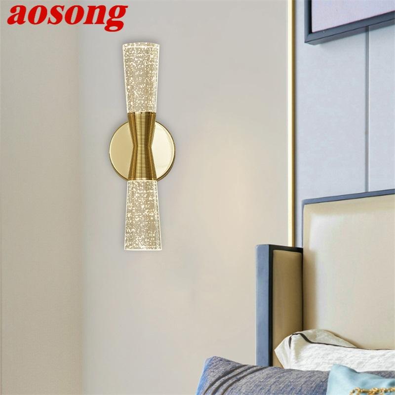 

AOSONG Crystal Wall Lamp Sconce LED Fixture Modern 220V 110V Aluminum Indoor Wall Lights For Bedroom Living Room Office Hotel