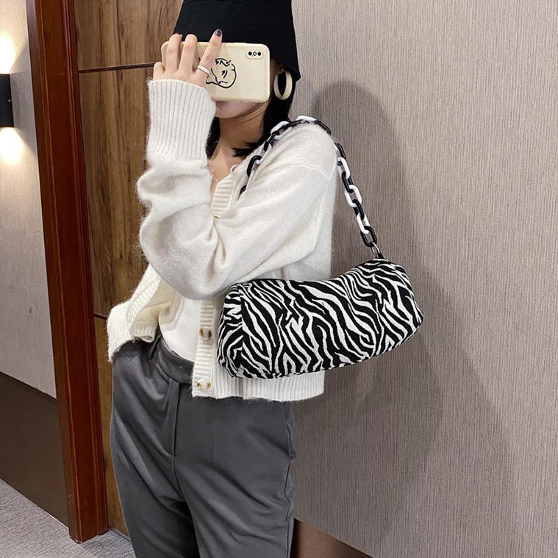 

Simply Crossbody Bags Lady Chain Travel Small Handbags Zebra Printed Animal Pattern Shoulder Messenger Bag for Women 2021