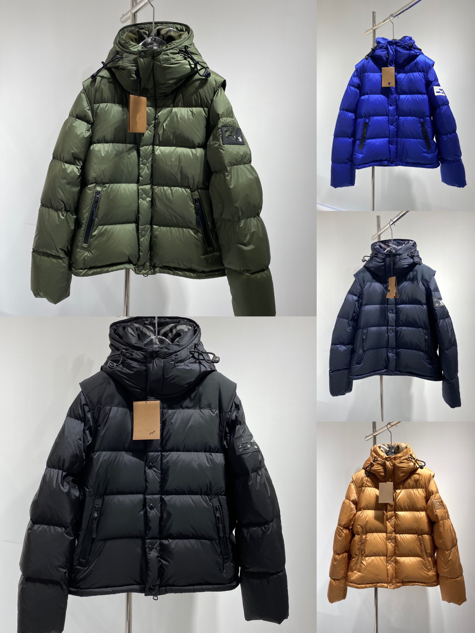 

Down jacket winter fur coat clothing fashion zipper men's long-sleeved casual classic Parker outdoor hooded thick warm cotton sleeves detachable, Black