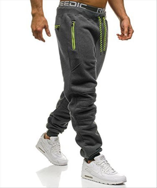 

solid color zipper pocket women pant stitching sweatpants slim jogger, Black