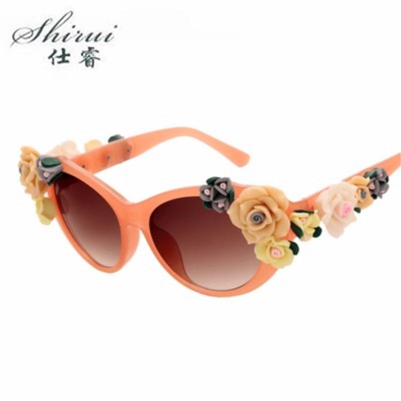 

Sunglasses 2021 Luxury Baroque Women Beach Eyewear Flower Design Summer Sun Glasses Vintage For Pink Shades