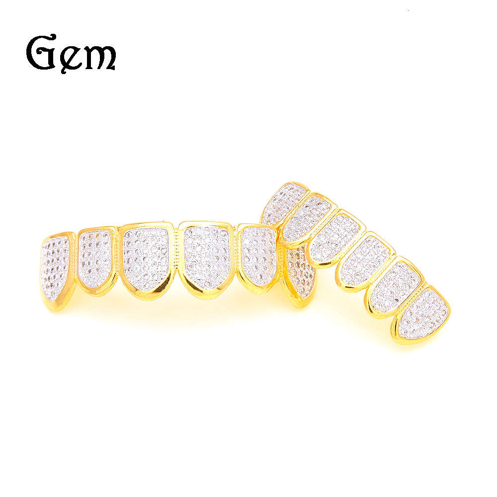 

Hiphop popular high-end hip-hop Jewelry New electroplated zircon braces men's big gold teeth