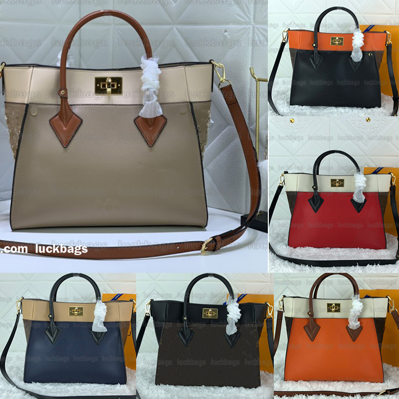 

On My Side MM Designer Totes luxury handbags purse bags elegant stitching fine grain calf shoulder strap handbag 53823 bag, For consultation