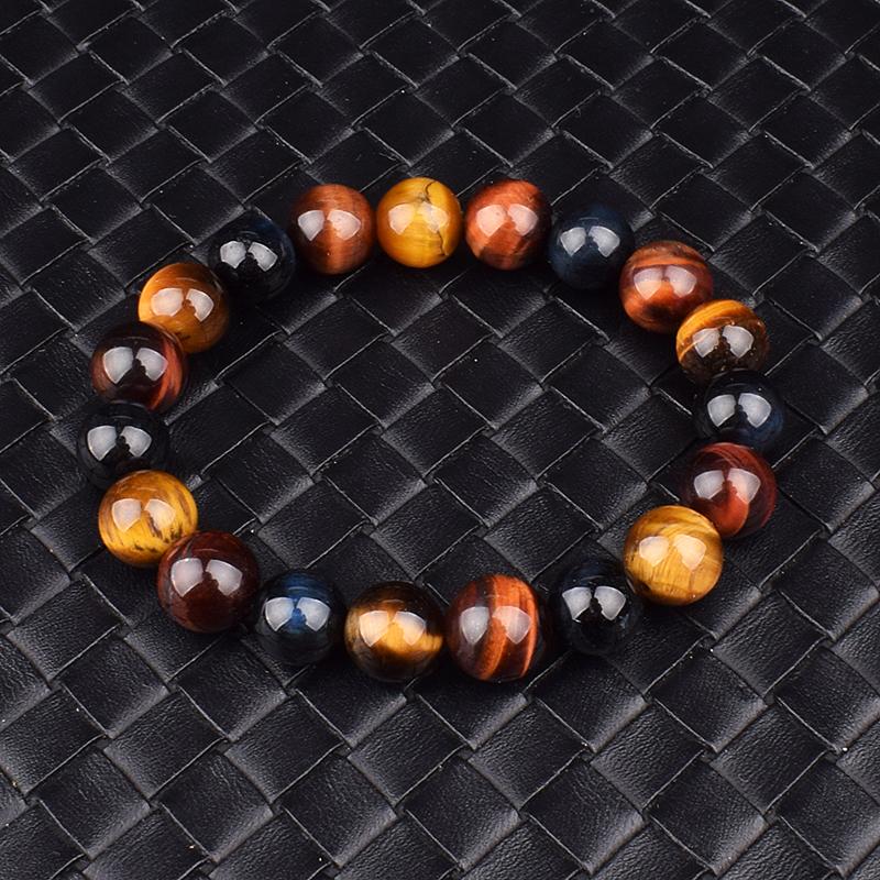 

Beaded, Strands Fashion 6/8/10/12mm Colorful Tiger Eyes Beads Bracelet Men Charm Natural Stone Braslet For Man Handmade Jewelry Gifts Pulser