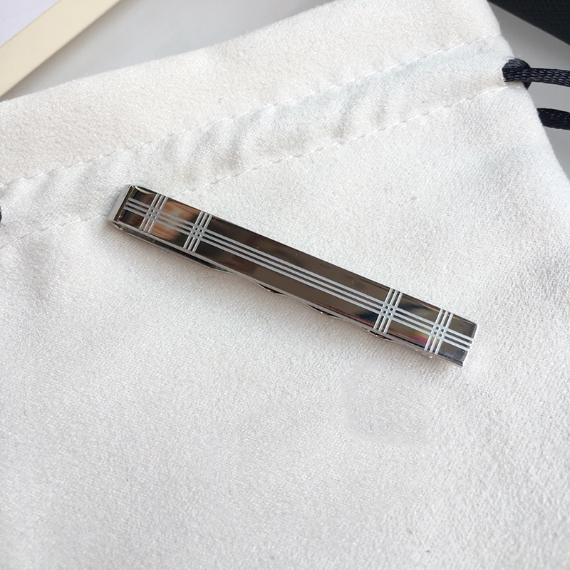 

M-07 Tie Clip Titanium Steel Metal Fashion steels Silver Ties Pins Bar Buckle Pin with Box