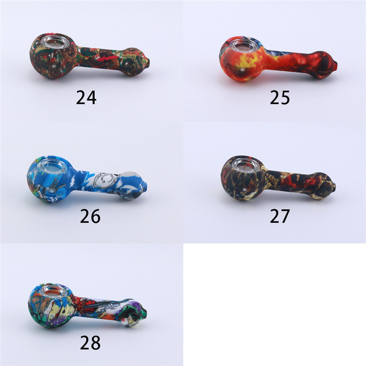 

Silicone pipe water paste pattern Silicone pipes with transparent glass bowl
