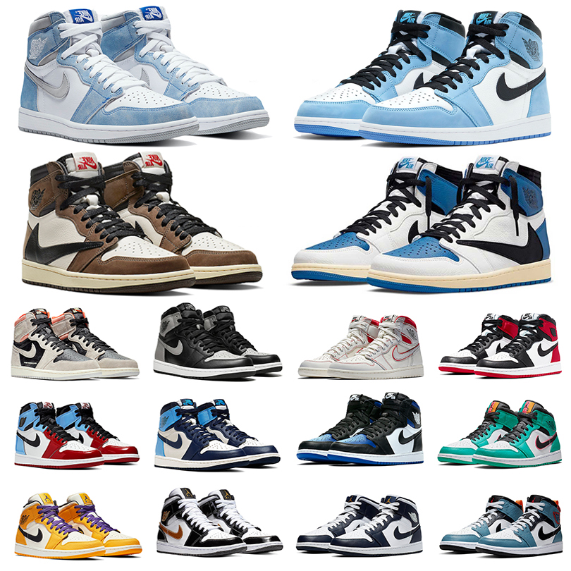 

Nike Air Jordan 1 Travis x Fragment 1s mens basketball shoes university blue Twist Hype Royal Black toe banned Fearless men women trainers sports sneakers 36-46, Pay for box