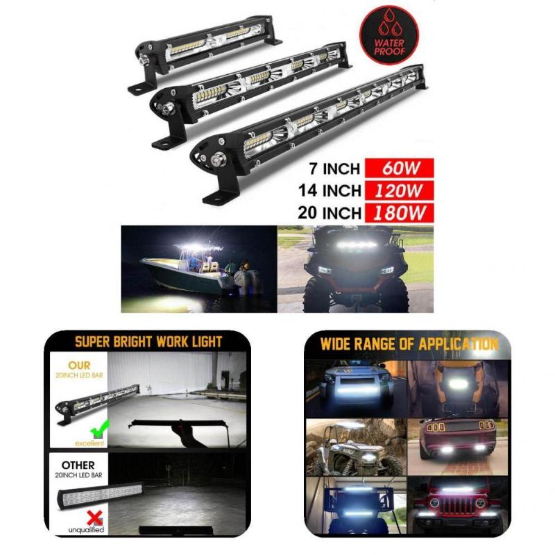

Car Headlights Premium Light Bar Shockproof Wide Illumination Range Accessory 7/14/20 Inch LED Work Lamp