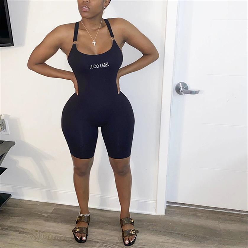 

jumpsuit, letter embroidery u neck women jumpsuits sleeveless bodysuit women, black, s  l, Black;white