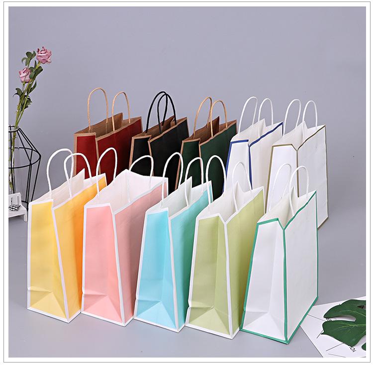 

Gift Wrap 10pcs Lot Color Kraft Paper Bag With Handles 21x27x11cm Festival High Quality Shopping Bags