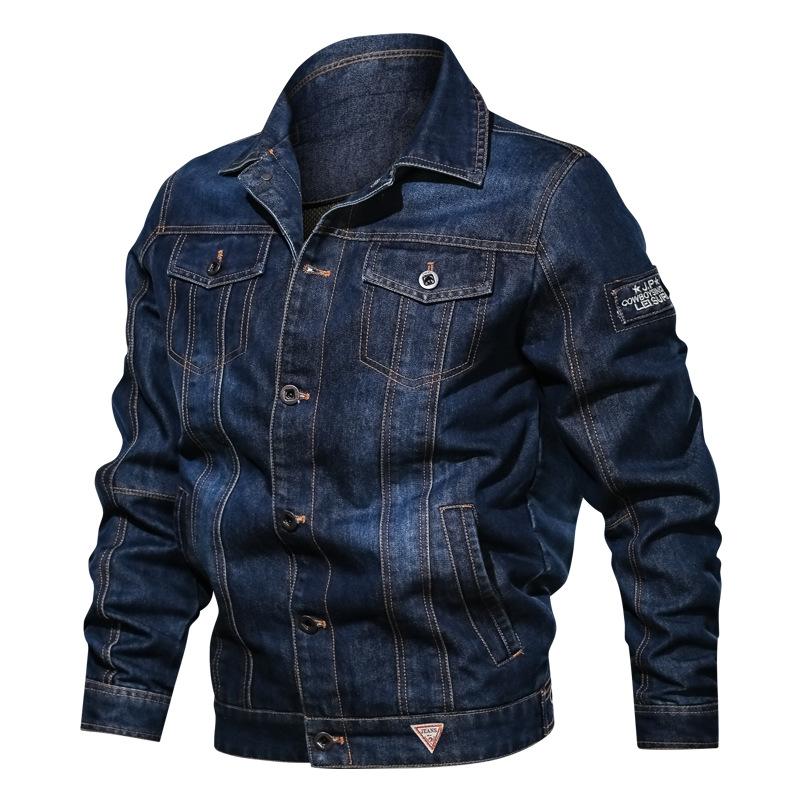 

Men's Jackets Denim Jacket For Men Autumn Mens Jean 3D Coats Casual Slim Fit With Pockets Clothing, Dark blue