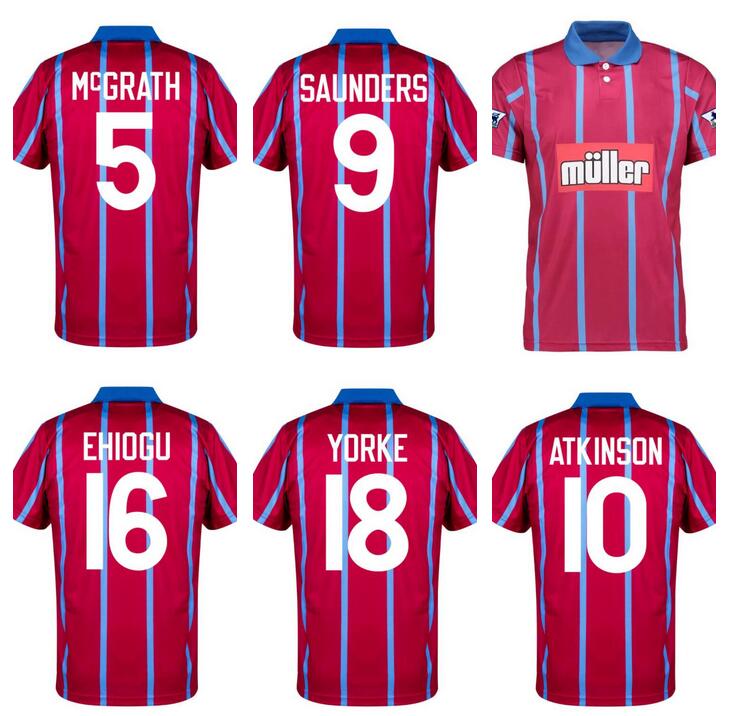 

1993 1995 Villa retro soccer jersey 93 94 95 Aston McGrath Houghton RICHARDSON SAUNDERS YORKE EHIOGU classic vintage football shirt