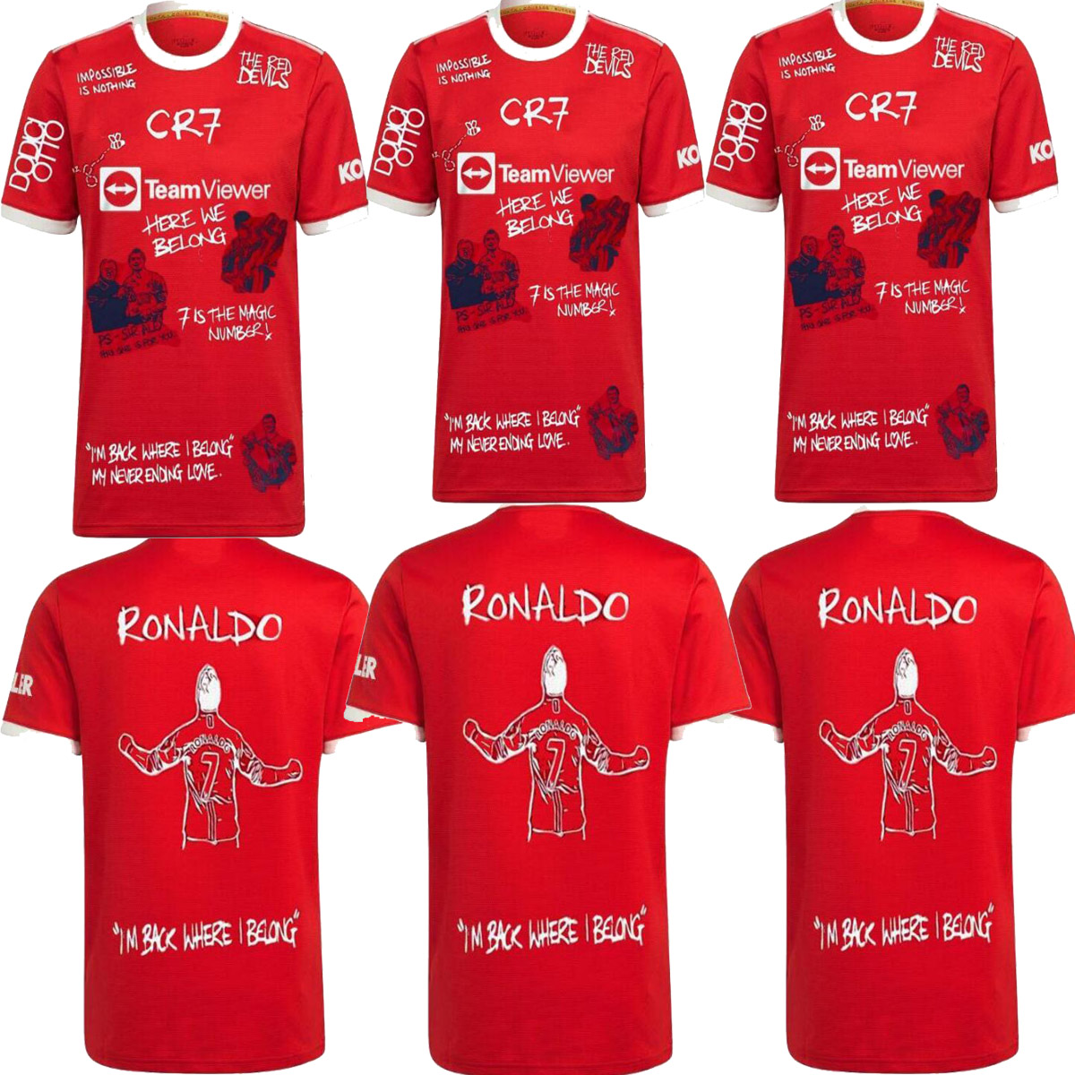 

21 22 ronaldo MaN soccer jerseys uNiTeD special Dodici B. FERNANDES POGBA RASHFORD football shirts uTd de 2021 2022 Otto Return' Shirt, Red
