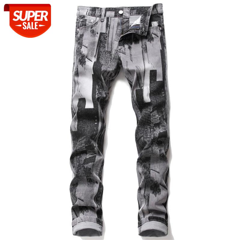 

Denim Print MOTO BIKE Straight Jeans Men'S OverSize 38 40 42 2021 Autumn Spring HIP HOP Punk Rock Streetwear Trouers #Op3q, Black