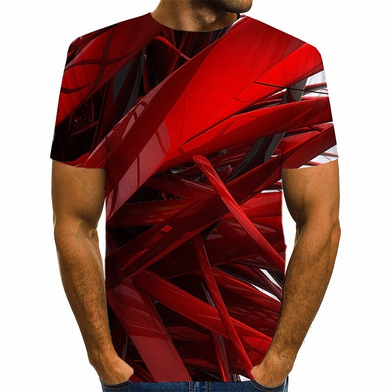 Men's T shirt Shirt Graphic Abstract Round Neck Casual Daily Print Short Sleeve Tops Streetwear Exaggerated Green Blue Pink / Summer 506O#