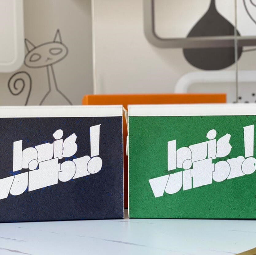 

High-end Letter Storage Wallets Luxury Designer Leather Ladies Zipper Wallet Fashionable Large Capacity Graffiti Men's and Women's Clutch Bags, Green