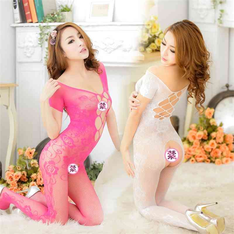 

Hdl24 nightdress short sleeve jacquard lingerie uniform seductive Jumpsuit, Black;white