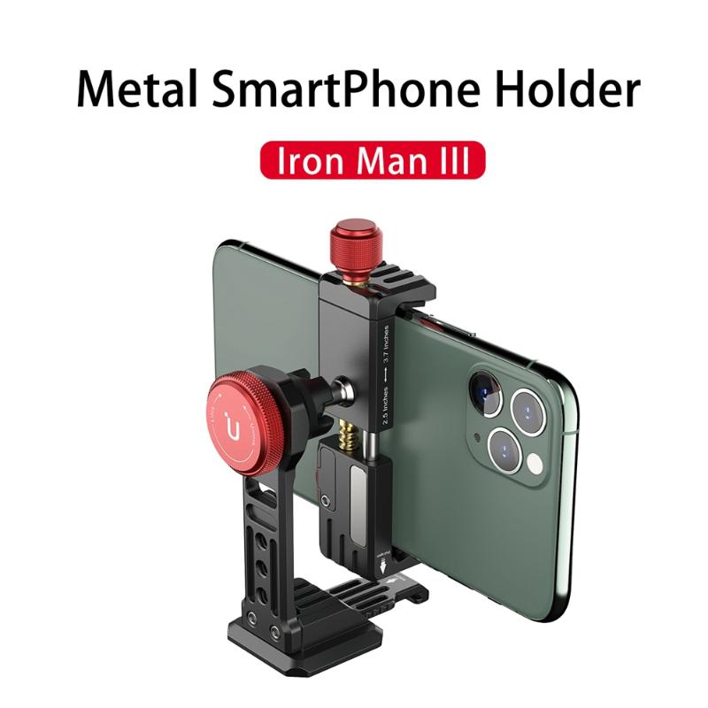 

Cell Phone Mounts & Holders Ulanzi ST-14 III Metal Smartphone Mount Holder Cold Shoe Tripod For LED Light Mic Vlog Adapter Vertical
