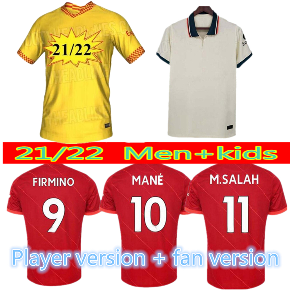 

men kids kit 21 22 LVP M.SALAH ALEXANDER ARNOLD DIOGO J soccer jerseys 2021 2022 HENDERSON MILNER KEITA ORIGI A.BECKER Red football shirt Pl, Black;yellow