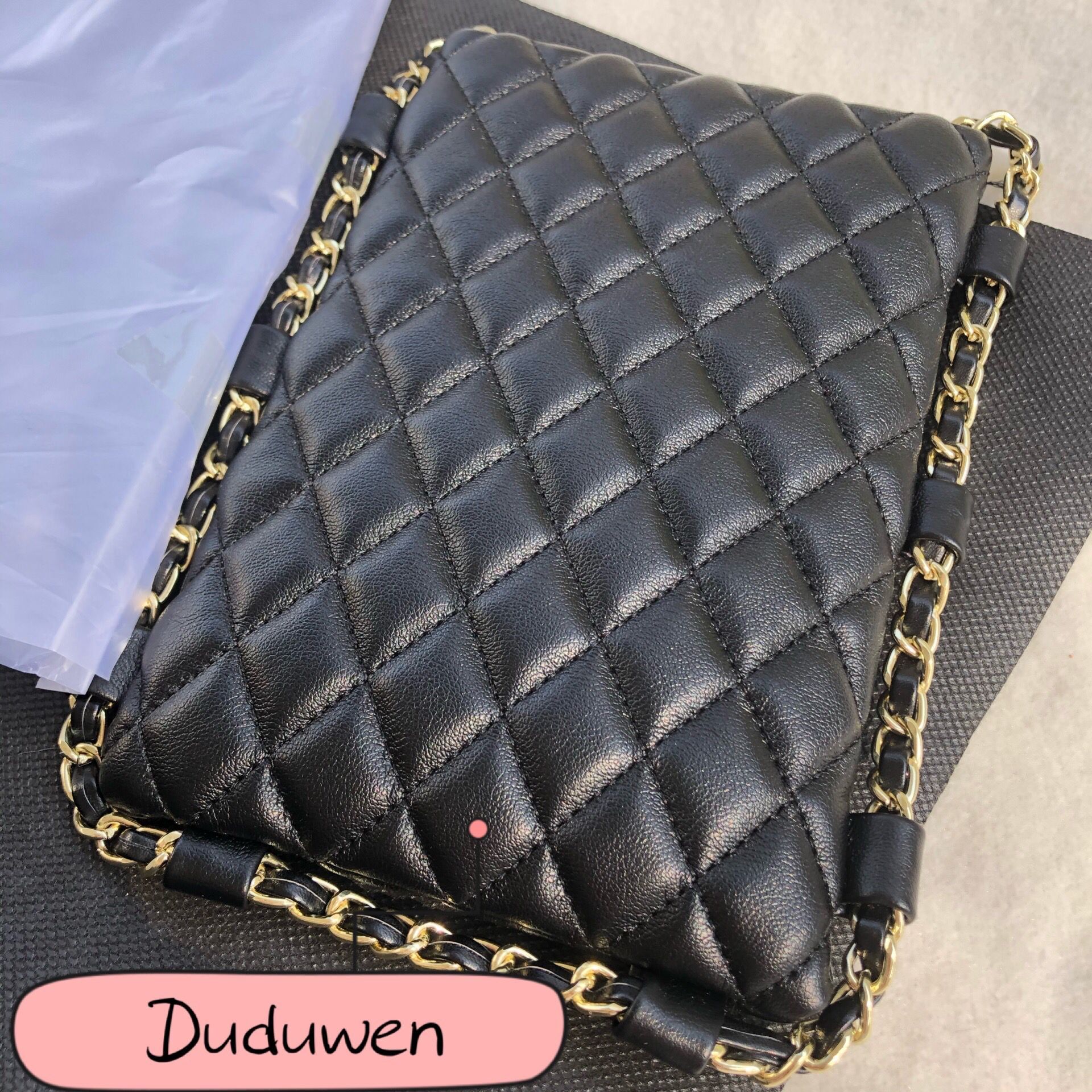 

14X19CM fashoin Pu organizer bag for phone card bag with chain c sign, Black