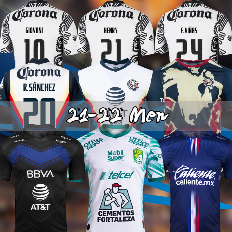 

liga mx 21 22 Club America Soccer Jerseys leon third away 2021 2022 camisetas Tigres UNAM Chivas Cruz Azul 3rd training Football Shirts, Black;yellow