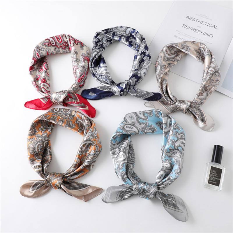

Luxury Silk Satin Head Scarf Women Fashion Kerchief Print Hair Scarfs 60*60cm Square Headband Neck Scarves Ladies Soft Printed